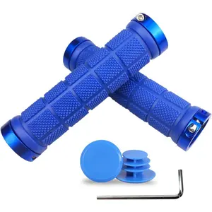 Handlebar Grips Rubber Comfortable  Handle Grip for MTB/BMX with Plastic End Caps