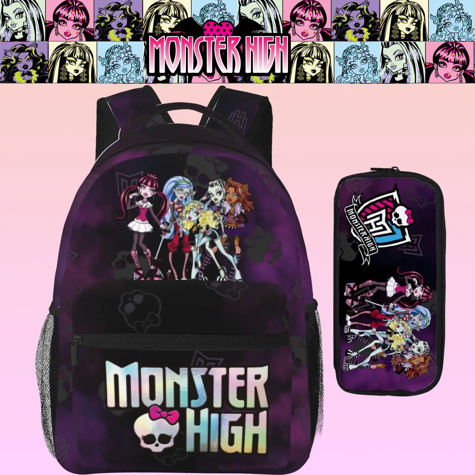 Monster high Backpack Durable Lightweight Monster high dolls Laptop Backpack Casual Travel Daypack with Monster high doll Weirdcore Design  for Boyfriend, Roommate & Gaming Conventions