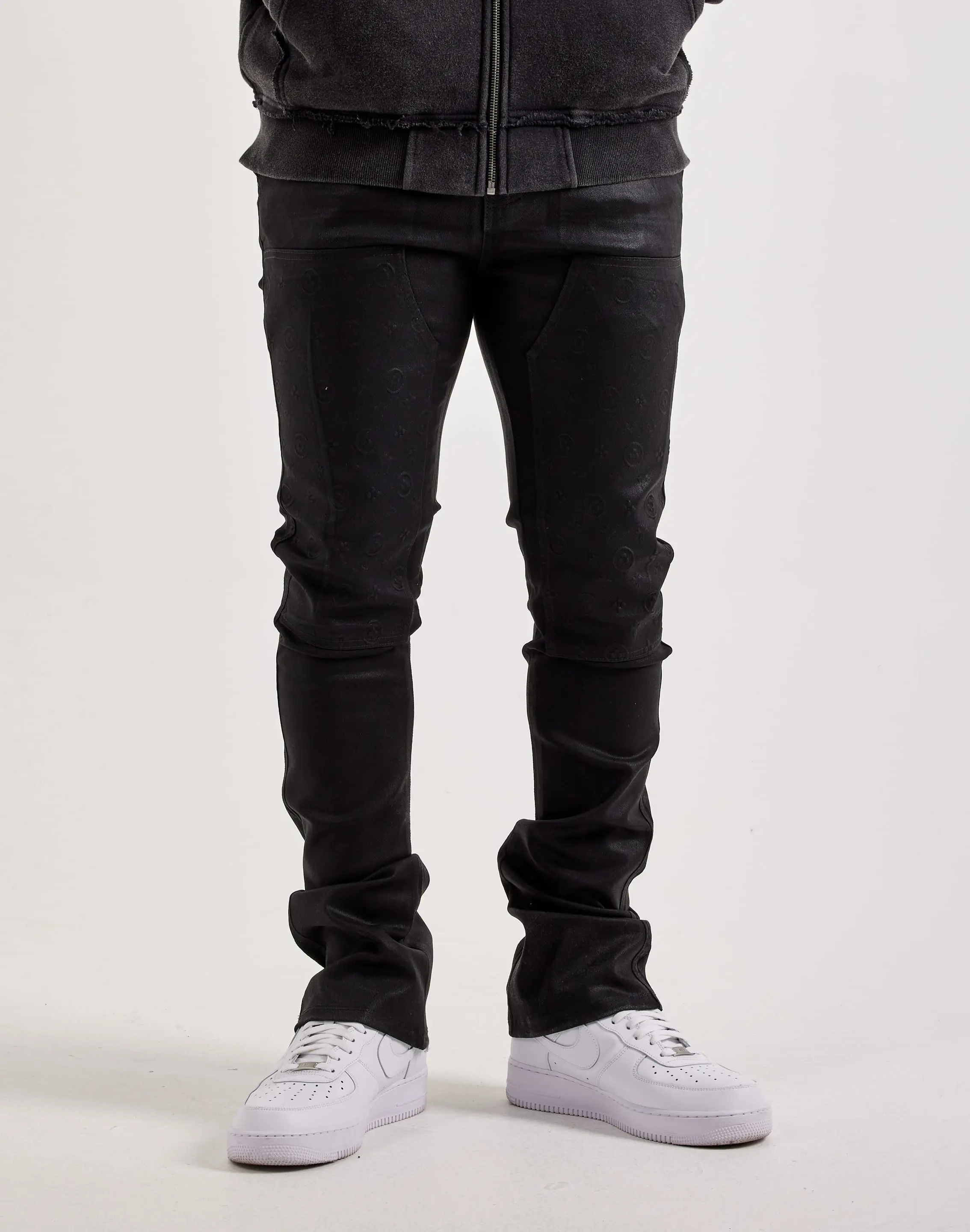 Mens WAIMEA Wax Coated Stacked Embossed Denim Jeans Mens WAIMEA Wax Coated Stacked Embossed Denim Jeans