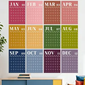 2026  Wall Calendar Undated Large Monthly Dry Erase Erasable Calendar Big 16 x 12 Inches for Wall Annual Blank Planner 12 Month No Year Planning Office (Retro Contrast Color)