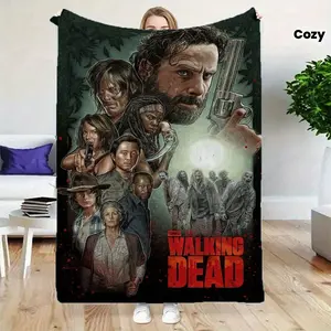 [Travel Friendly] The Walking Dead TV Series Blanket - Soft & Cozy Flannel Throw with Iconic Character Designs - Perfect for Sofa, Office, Bed, Camping & Travel - All-Season Comfort Gift for Fans, Fan Gift Item | Warm Haven Textiles