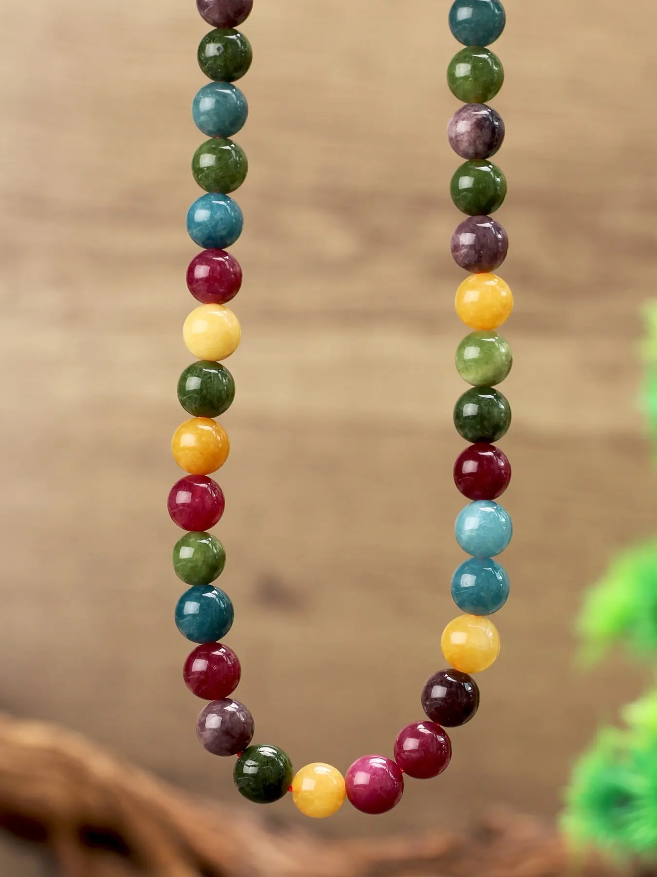 Bohemian Colorful Tourmaline Beaded, Vintage Natural Stone Choker, 4mm/6mm/8mm Beads Jewelry Gift for Women, Gemstone Necklace, Fashion Necklace