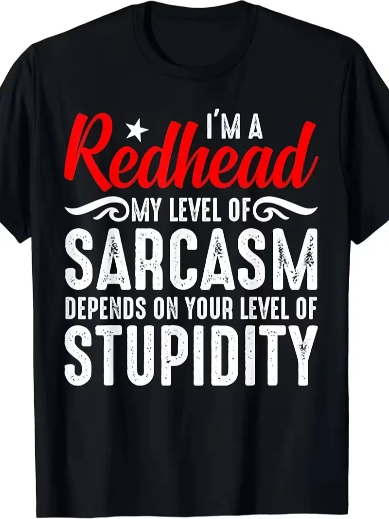 Funny Redhead T-Shirt | Same Style for Men And Women, Summer, Short-Sleeved, Printed, Pure, Crew Neck, All-Season, Vintage Style, Regular Fit, Perfect for Adults