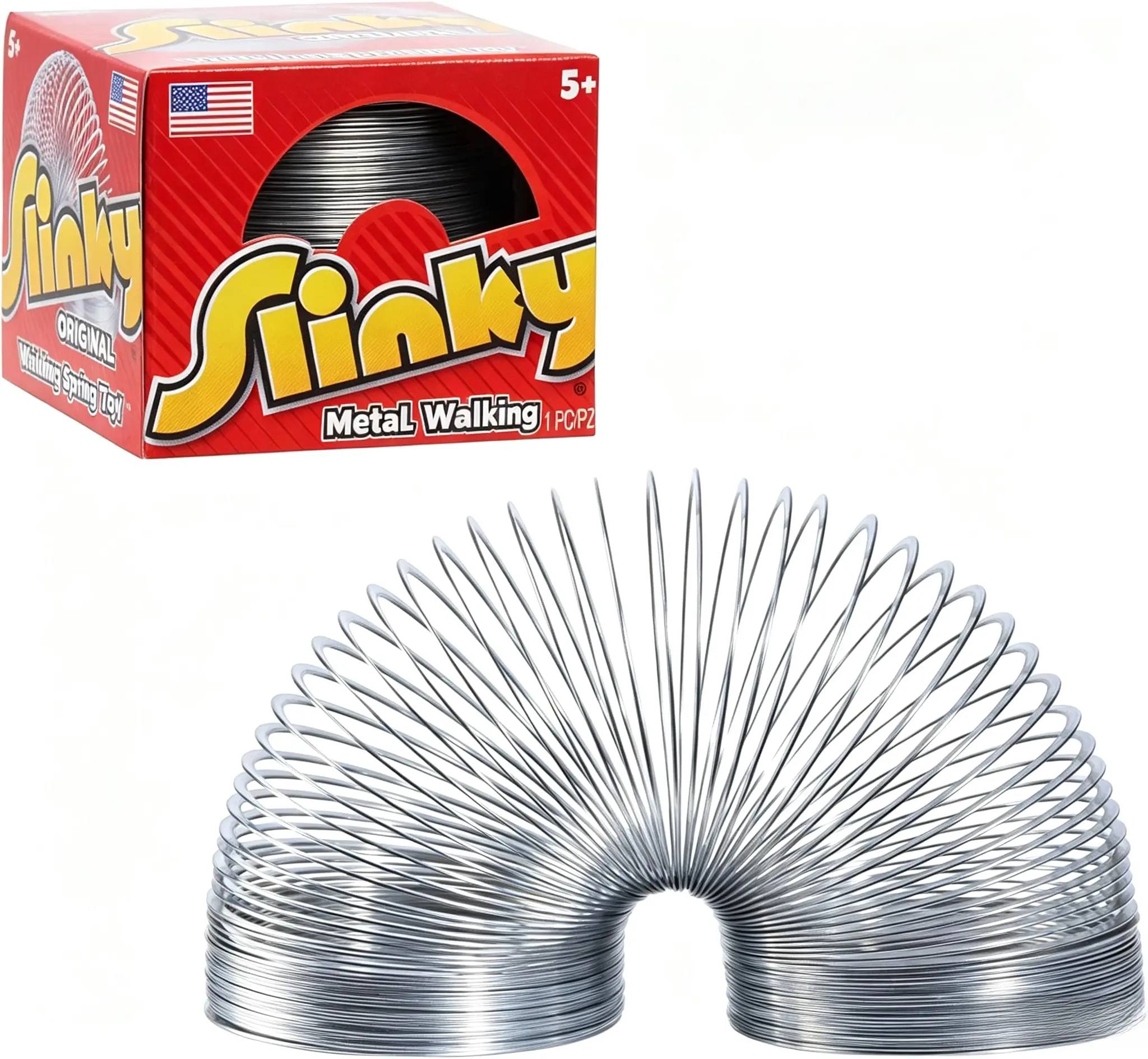2.75 Inch Diameter Metal Walking Spring Slinky Toy, Classic Retro Gravity Motion Fidget Sensory Play Toy, Stress Relief Portable Handheld Game for Kids Adults, Ideal Birthday Party Favor, Classroom Reward & Holiday Stocking Stuffer Novelty Gift