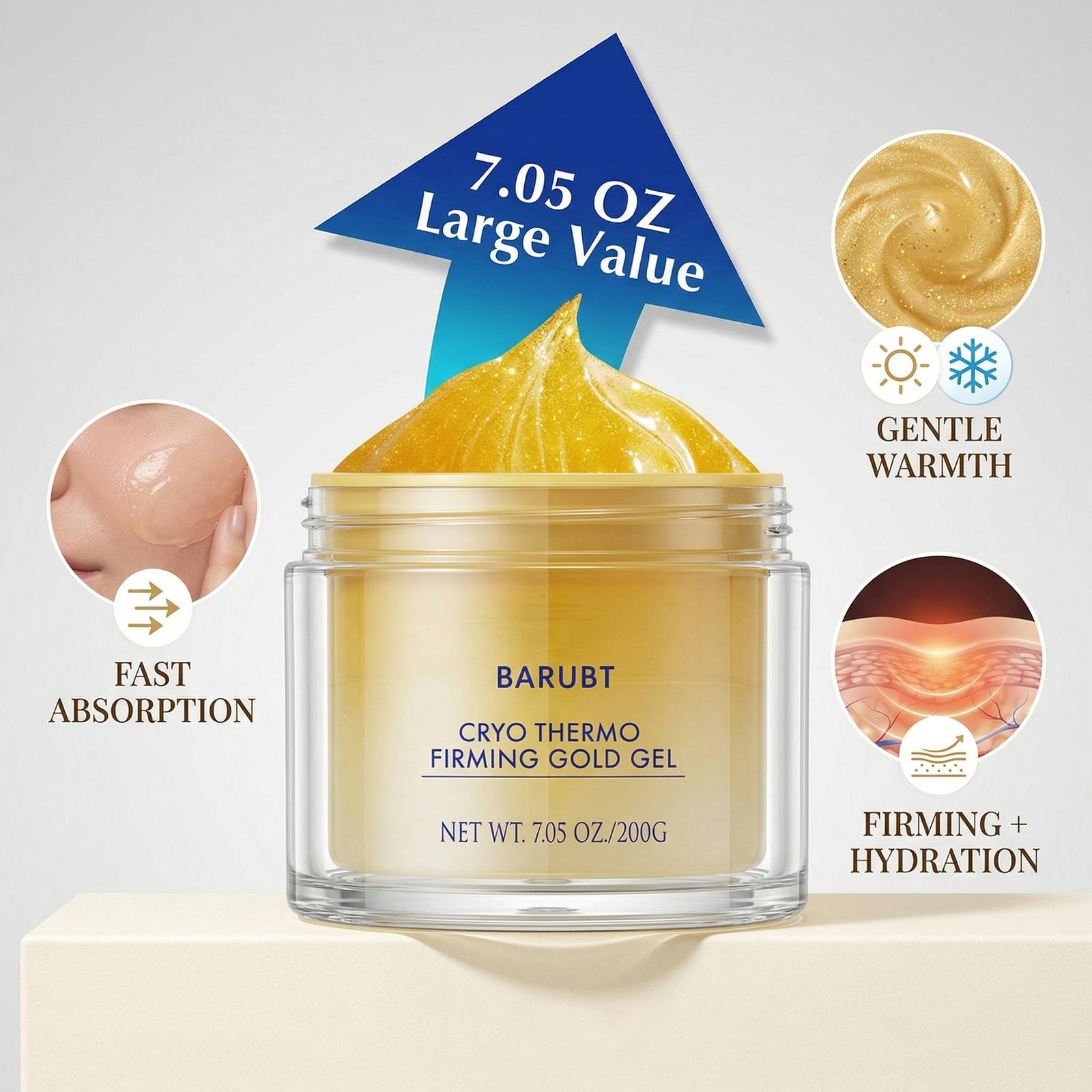Cooling and Warming Firming Gold Gel 200g- Skin Tightening Cream for Body, Nano Gold & Hyaluronic Acid, Skin Gel for Belly Thigh Butt Arms, Smoothing & Moisturizing
