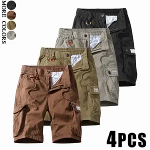 1/4PCS-Men's Relaxed Fit Tactical Cargo Shorts | 97% Cotton 3% Spandex, Tear Resistant, Elastic Waist, Multi-Pocket for Outdoor, Hiking, Camping, Work, Training & Daily Casual Wear#SummerVibes