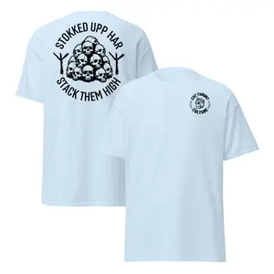Viking Skull T-Shirt – "Stack Them High" Norse Warrior Tee, Pile of Skulls Graphic, Nordic Mythology Shirt, Men’s Gothic Biker Top, Heavy Metal Apparel