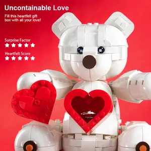 Heart-shaped Big White Bear 693PCS Building Block Toy NO.5005 Creative Gift Set for Valentine's Day & Birthdays