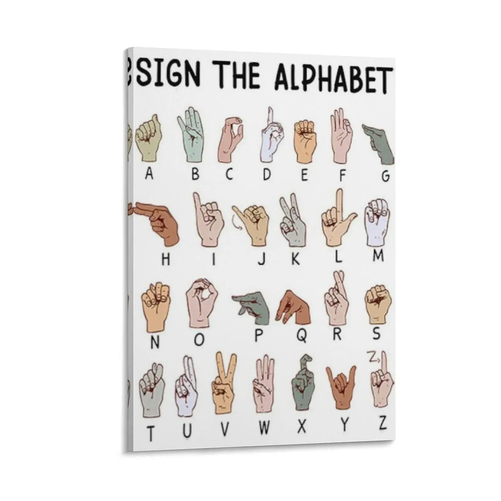 American Sign Language Alphabet Poster Educational Poster Kindergarten Decoration