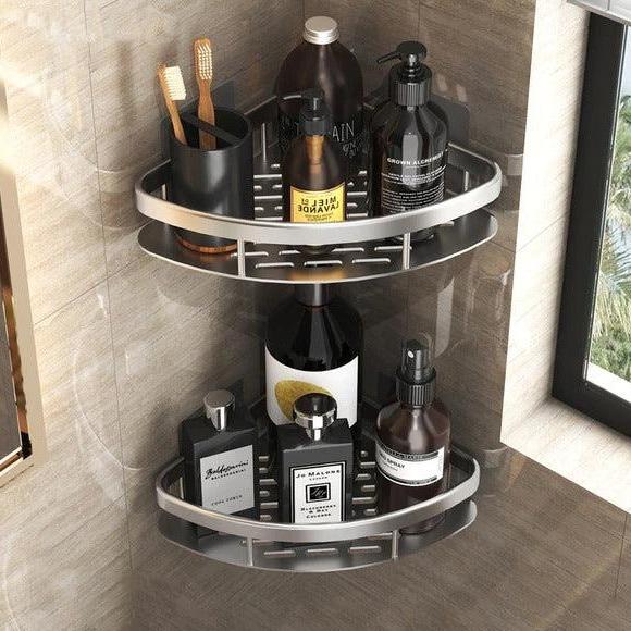 High Quality Corner Caddy Shelf | No-Drill Strong Adhesive By Purizm- Two Piece Set