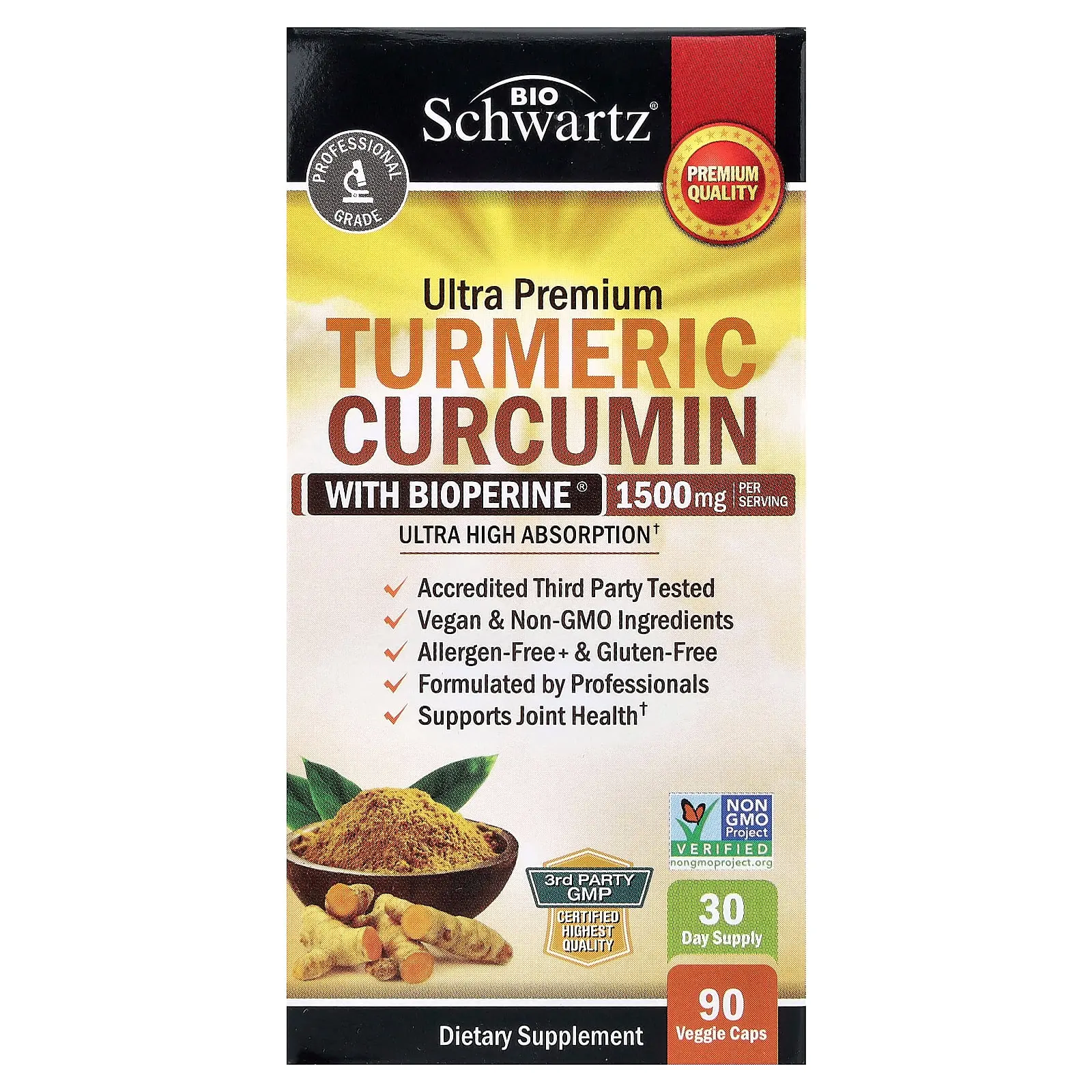 BioSchwartz Ultra Premium Turmeric Curcumin With Bioperine®, 90 Veggie Caps