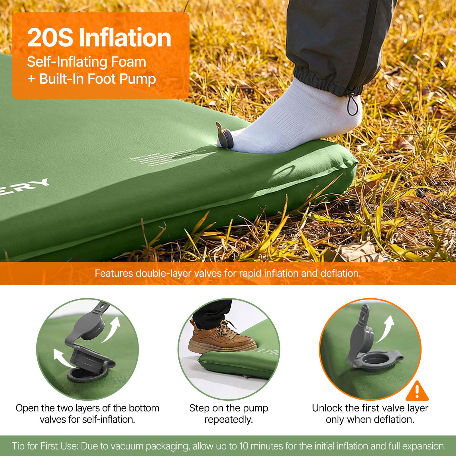 OGERY Self Inflating Sleeping Pad with Electric & Foot Pump, 3.15" Ultra-Thick Memory Foam Camping Pad, 4 Season Camping Mattress Pad with Built-in Pillow, Camping Essentials Gear for Tent Travel Car OGERY Self Inflating Sleeping Pad with Electric & Foot Pump, 3.15" Ultra-Thick Memory Foam Camping Pad, 4 Season Camping Mattress Pad with Built-in Pillow, Camping Essentials Gear for Tent Travel Car