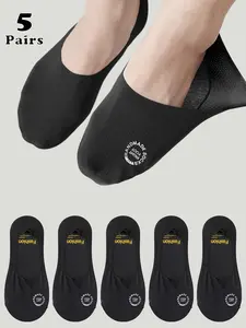 Men's Solid Color No Show Socks, Breathable Comfortable Anti-slip Socks for Daily Wear, Multipack Knit Socks for Summer