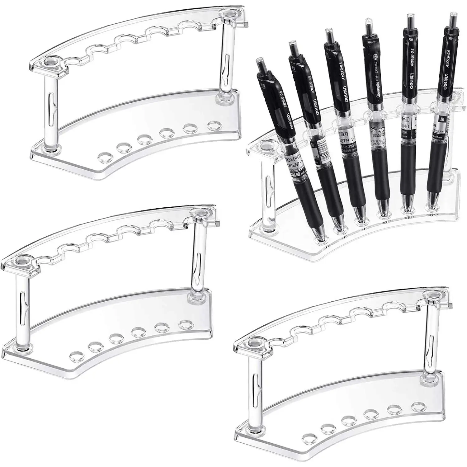 2/4 Pack 6-Slot Display Stand Plastic Pen Holder Acrylic Desktop Pen Holder Transparent Pen Holder Beauty & Personal Care
