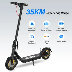 DXH Electric Scooters,10" Tires, for Adults with 500W Motor,Up to 19MPH Max Speed, Electric Folding Scooter with Dual Brakes, Foldable Commuter Scooter with APP Control,Powerful Electric Scooter with Lights