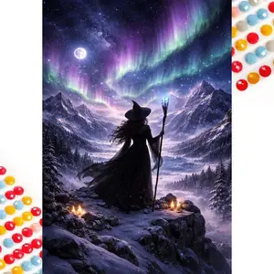 5D Diamond Painting Kit Full Drill Witch DIY Mosaic Wall Art, Beginner Craft Set (with Tools), Home Wall Decoration Gift, Diamond Art Kit