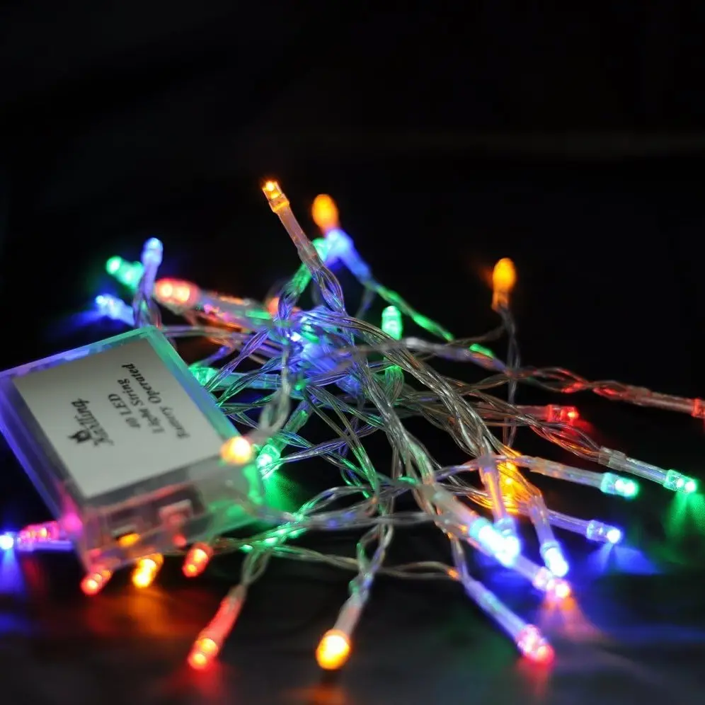 Battery Operated Christmas Lights,13 ft Short Clear Wire String Led Twinkle Fairy Light for Small Mini Xmas Tree and Wedding Party Indoor/Outdoor Decoration(Multicolor)