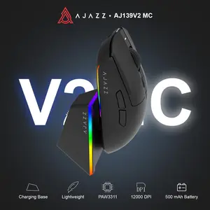 Ajazz  AJ139 V2 MC Tri-Mode Connected gaming Mouse, PAW3311 Sensor, 1000hz Return Rate, 500mAh Battery Lasting Life office setup