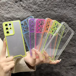 Glitter Glow in the Dark Phone Case For Samsung Galaxy S24 Ultra S24 Plus S24 S23 S22 S21 FE Clear Bling Fluorescent Soft TPU Protective Shockproof Anti Fall Cover for Women Girls