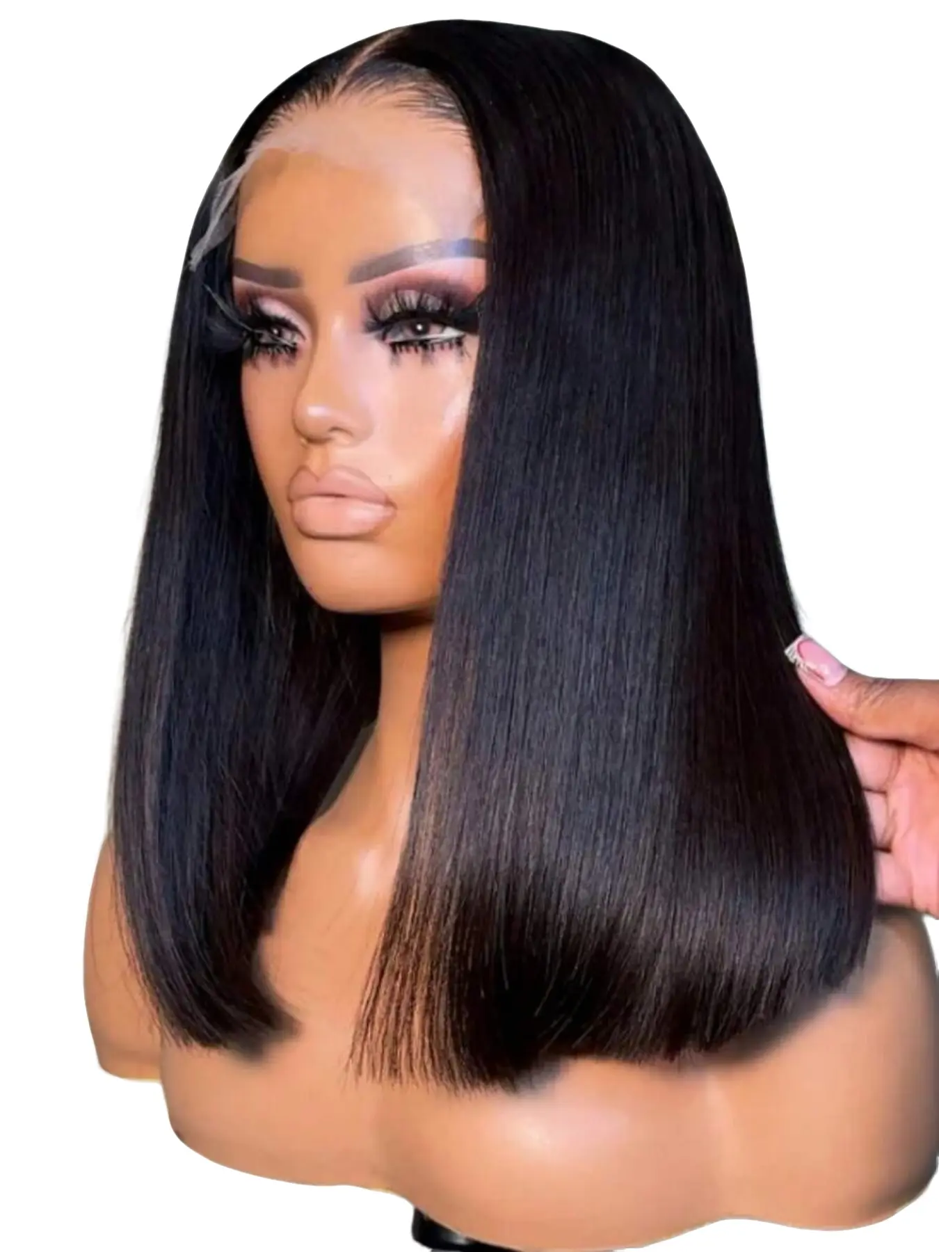 Bob Wig 100% Human Hair Wigs 13X4 Lace Front Lace Frontal Wigs 180% Density Bob Wig Pre Plucked Hd Lace Short Wig Natural Color Straight Bleached Knots Natural Black Color Wigs For Women