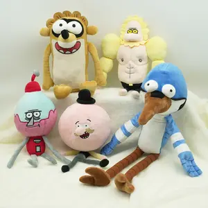 Regular Show Plush Toy Set, Mordecai Rigby Benson Pops Muscle Man Soft Stuffed Dolls, Cartoon Anime Plushies for Fans