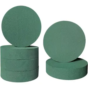 6 count Round Floral  Blocks Each (6" X 1.5") Green Wet & Dry Flower  for  & Artificial Flower Arrangements, DIY Crafts, Arts, Weddings, Birthdays and Garden Decorations (Size: 6 Inch)