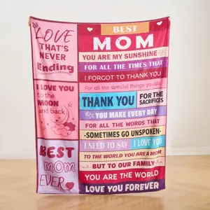Pink Mother’s Day Blanket Gift for Mom – Soft Cozy Warm Inspirational Blanket for Mother, Birthday Gifts for Mom from Daughter & Son, Holiday,