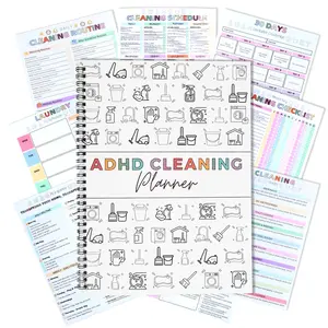 Household Cleaning Checklist Planner ADHD Friendly Visual Icons Weekly Cleaning Organizer Perfect Gift For Busy Parents & Students For Home Office Dorm & School Spiral Bound Planner