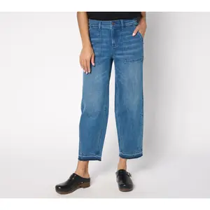 Denim & Co. Petite Indigo Easy Stretch Tapered Ankle Jean