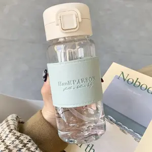 500ML Creative Water Bottle with Straw, Portable Plastic Pop-Up Cover, Leak-Proof Cute Drinking Bottle for School Kids