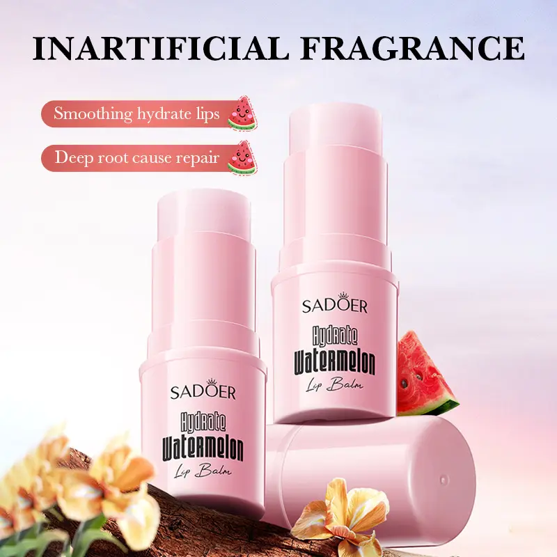 Niacinamide Watermelon Lip Balm, Hydrates Dry Lips, Natural Brightening Effect, Multi-Pack of 4, Long-Lasting Dewy Finish