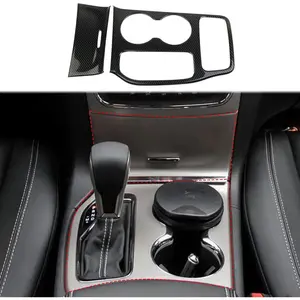 Carbon Fiber Center Console Gear Shift Panel Cup Holder Cover Trim Accessories for 2016-2021  Grand Cherokee