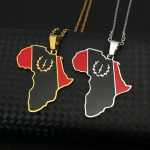 Black American flag map necklace, Africa map necklace, creative map necklace, unisex, Christmas gift, couple jewelry.