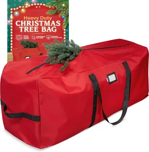 Heavy Duty Artificial Christmas Tree Storage Bag Fits Up to 9ft Tall,  with Durable Handles & Zipper Xmas Tree Storage Bag (RED)