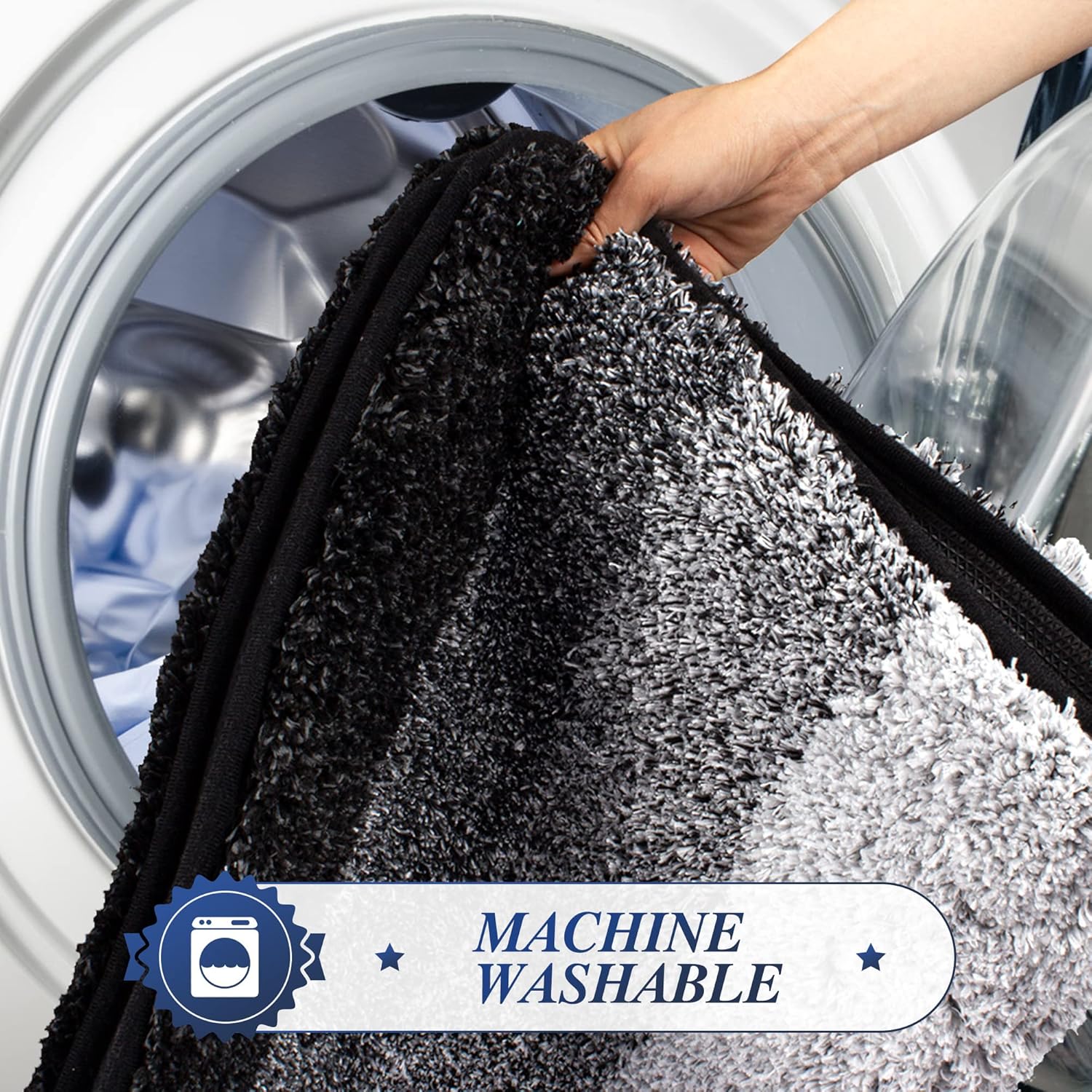 3PCS Soft Gradient Cashmere-like Bathroom Mat Set, Ultra-fine Fiber Super Water Absorbent Shower Rug, Non-slip U-Shaped Toilet Mat, Quick Dry Machine Washable