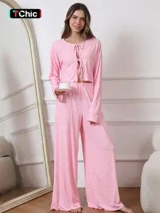 Women's Autumn Winter Casual Loungewear Loose-Fit Long Sleeve Top & Pants Set, Heart Zebra Stripe Knitted for All Seasons Nightwear