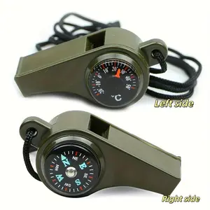 1pc 3-In-1 Emergency Survival Whistle with Compass & Thermometer, Emergency Survival Gear, Ideal for Camping, Hiking, Outdoor Activities, Referees & Cheerleading
