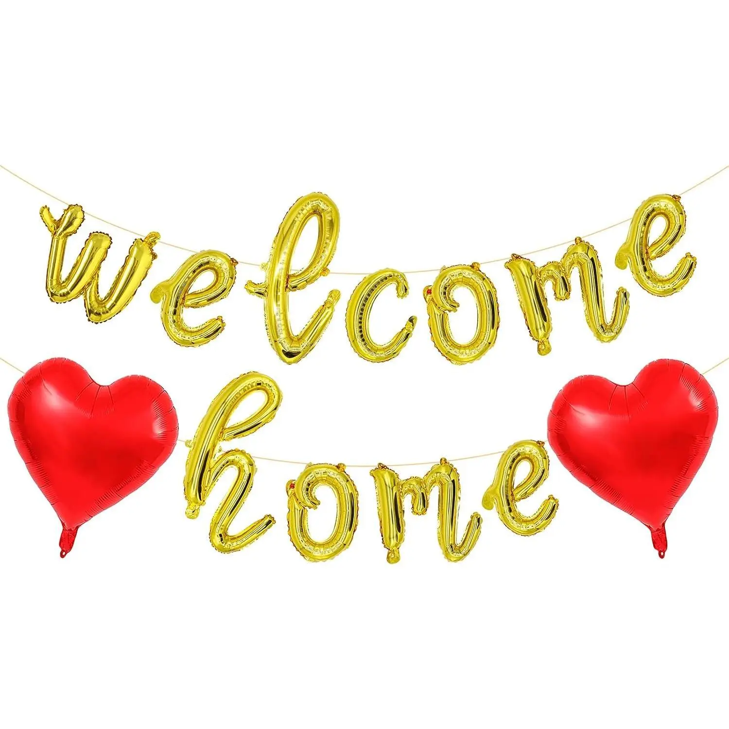 Welcome Home Balloon Banner for Homecoming Party Decorations, Gold
