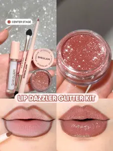 SHEGLAM Lip Dazzler Glitter Kit – Center Stage Long-Lasting Shiny Lip Gloss | Non-Sticky Pink Rosa Lip Combo