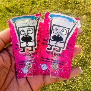 Me Hoy Minoy Hospital ID Healthcare Worker Purewick Lab Nurse Xray Pharmacy Reg  Glitter Acrylic Badge Clip Nurse Badge Reel DoodleBob