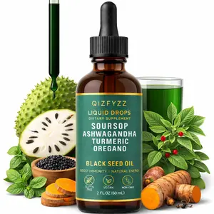 Qizfyzz Soursop Bitters Liquid Drops 10-in-1 Herbal Extract – Nori, Moringa, Turmeric, Black Seed Oil, Oregano, Ashwagandha – Immune & Overall Wellness Support – Vegan, Non-GMO, 2 fl oz