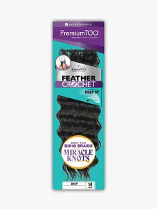 Sensationnel Premium Too Feather Crochet Deep Wave 14 Inch Human Hair Blend Braiding Hair