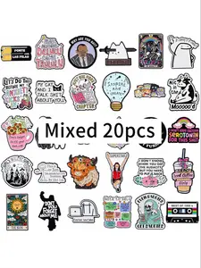 Random Mix 20pcs/set Cute Cartoon Animal Enamel Brooch , Creative Flower Quotes Design Badge , Perfect Gift for Men & Women, All Season Fashion Accessories, Random Surprise Set