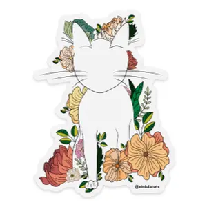 Bambi Floral Cat Transparent Sticker