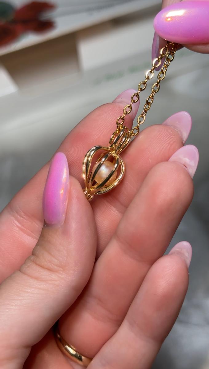 Item: gold plated wish pearl necklace