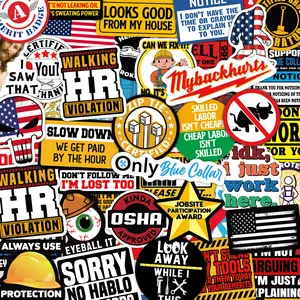 100-300 PCS Funny Hard Hat Stickers (Dirty) - Waterproof Vinyl for Welding Helmet, Tool Box, Electrician, Mechanic Cars - Blue Collar Accessories for Bumper Mechanic, Co-Workers