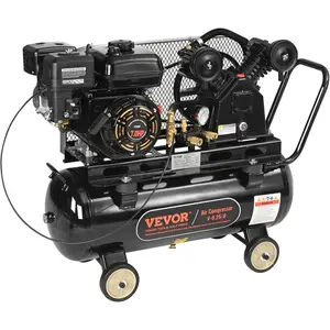 VEVOR 13.2 Gallon Gas Powered Air Compressor, 7HP 9CFM@115PSI Air Compressor Tank on Wheels, Gas Driven Piston Pump Air Compressed System with 115PSI Maximum Pressure for Workshop Construction Sites