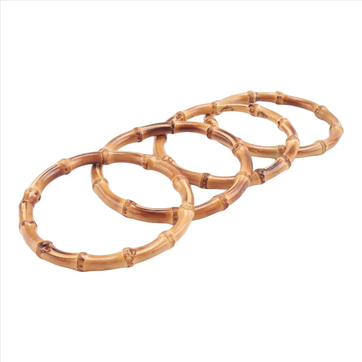 4Pcs Wooden Round Bamboo Bag Handle Replacements Handmade Bag Purse Making Handles for Handbag Crafting