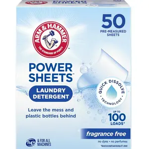 Arm & Hammer Power Sheets Laundry Detergent, Fragrance Free 50ct, 50 loads​