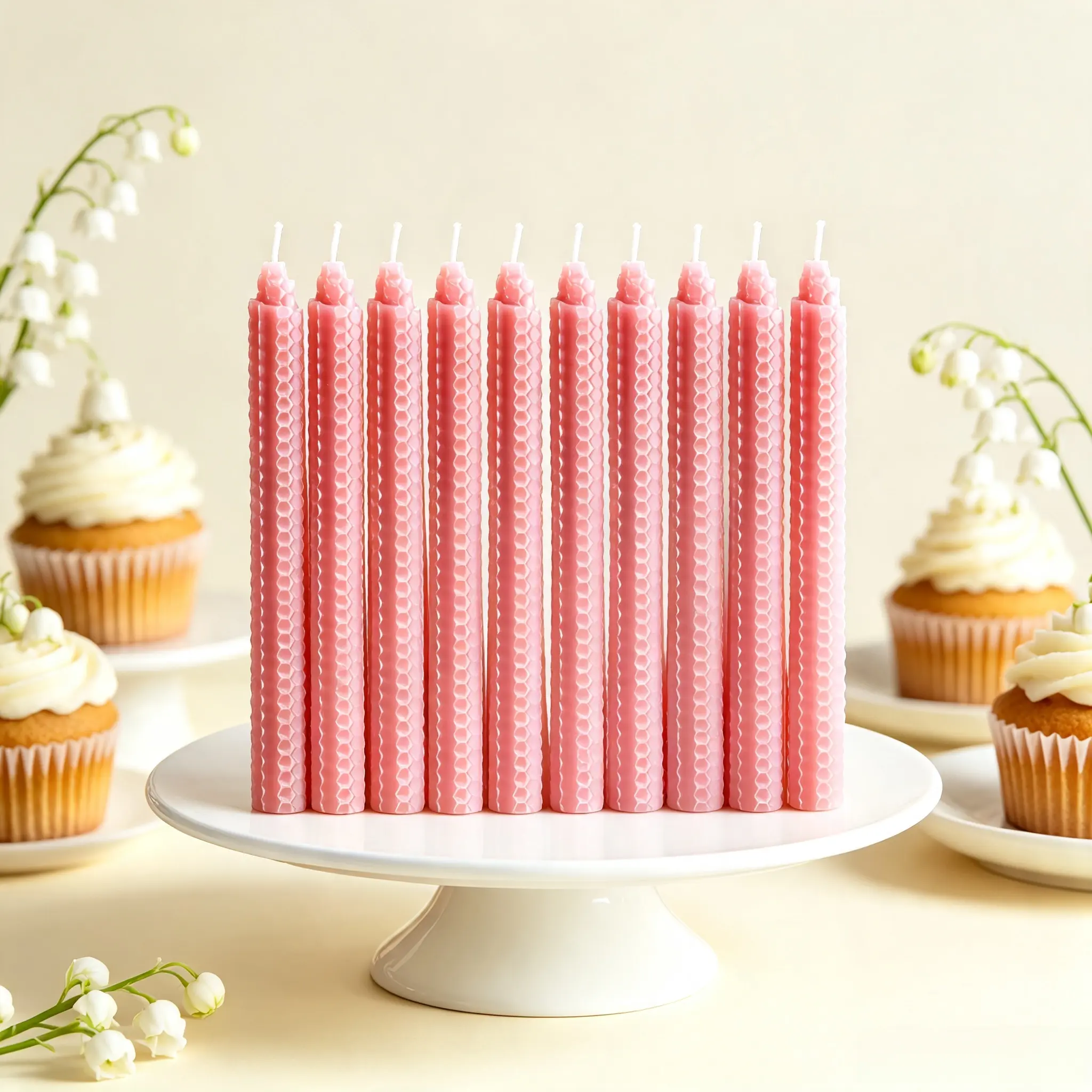 12 beeswax candles, 10x1.5cm handmade rolled honeycomb candles, natural beeswax, suitable for most candle holders, perfect for Christmas, Mother's Day, parties, dinners, and home decor gifts.